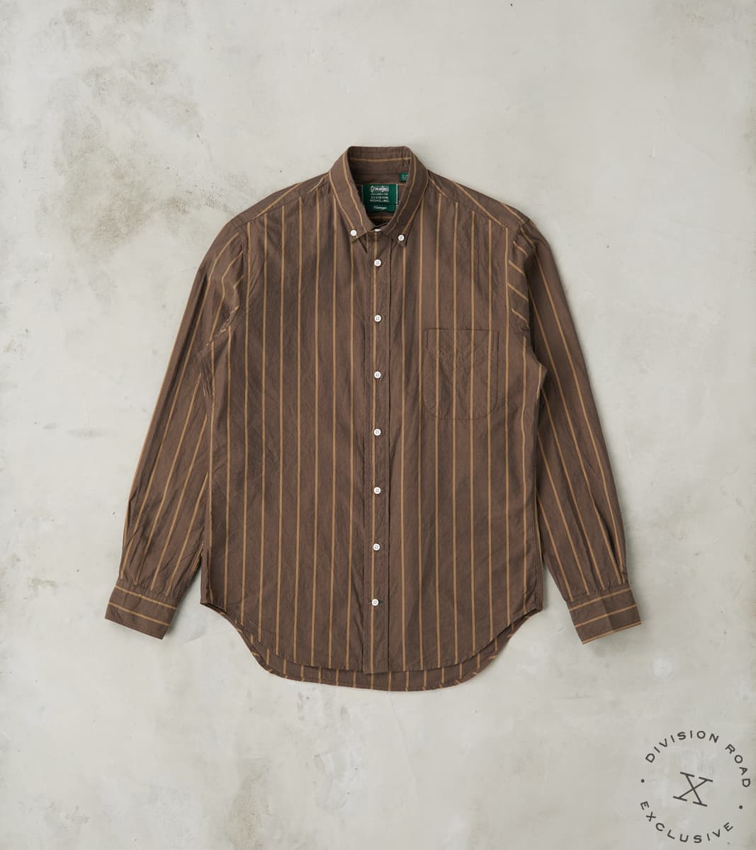 Gitman Vintage x Division Road Japanese Washer Stripe - Bronze Brown
