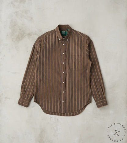 Gitman Vintage x Division Road Japanese Washer Stripe - Bronze Brown