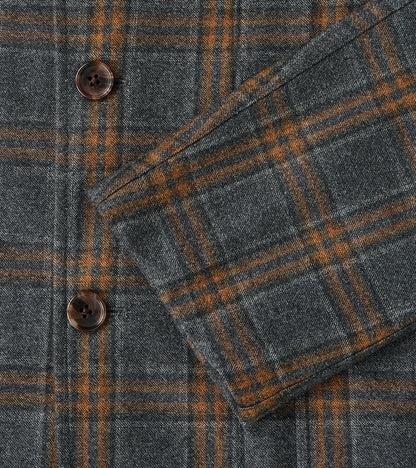 Simple Jacket- Marling & Evans® British Plaid Wool Flannel - Charcoal & Chestnut
