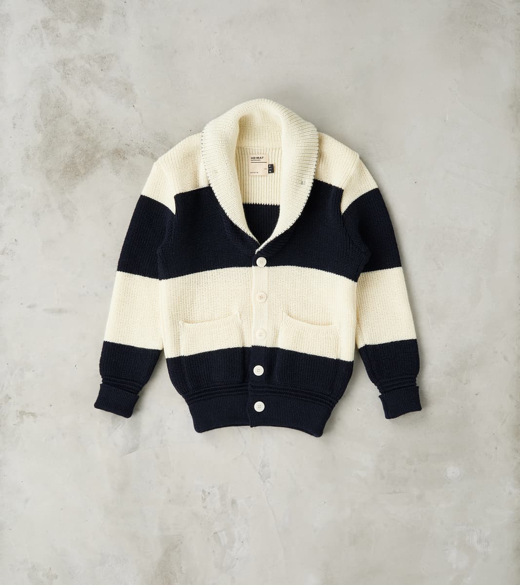 Heimat Textil Signals Eiger Cardigan - Ink & Seashell