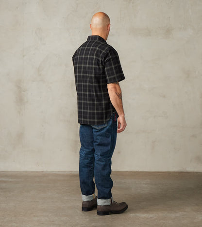 419-BLK - Short Sleeved Work Shirt - 5oz Selvedge Madras Black Check
