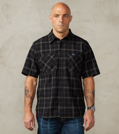 419-BLK - Short Sleeved Work Shirt - 5oz Selvedge Madras Black Check