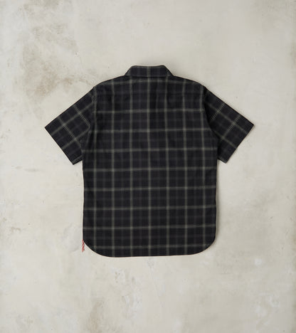 419-BLK - Short Sleeved Work Shirt - 5oz Selvedge Madras Black Check