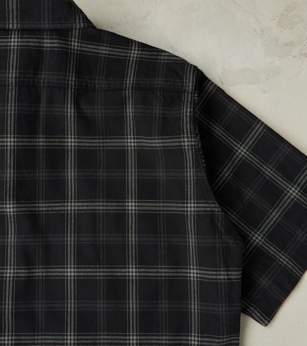 419-BLK - Short Sleeved Work Shirt - 5oz Selvedge Madras Black Check
