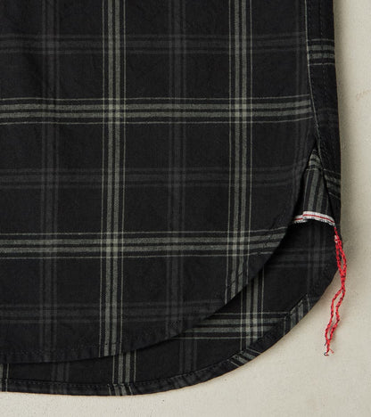 419-BLK - Short Sleeved Work Shirt - 5oz Selvedge Madras Black Check