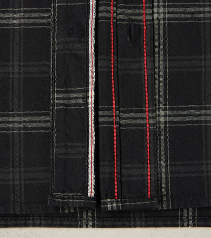 419-BLK - Short Sleeved Work Shirt - 5oz Selvedge Madras Black Check