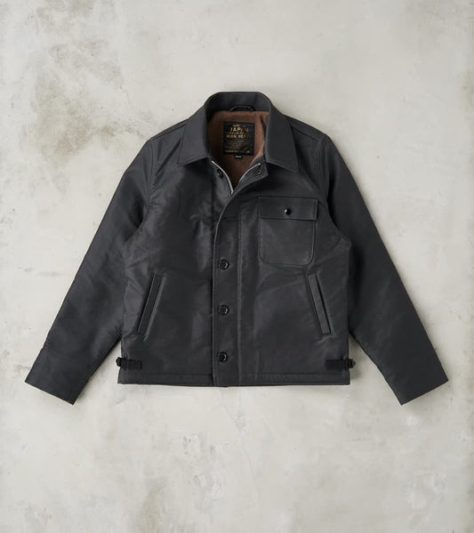 Iron Heart 45-BLK - A2 Deck Jacket - 14oz Black Oiled Whipcord