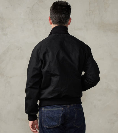Merz b. x Dehen Pilot Jacket - 12oz H.Stevensons® Dry Waxed Herringbone - Deep Black