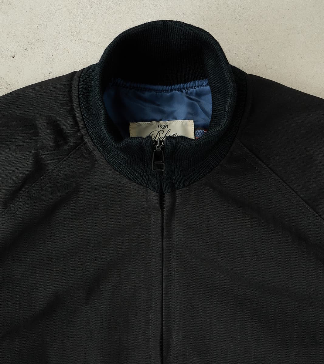 Merz b. x Dehen Pilot Jacket - 12oz H.Stevensons® Dry Waxed Herringbone - Deep Black