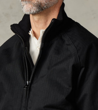 Merz b. x Dehen Pilot Jacket - 12oz H.Stevensons® Dry Waxed Herringbone - Deep Black