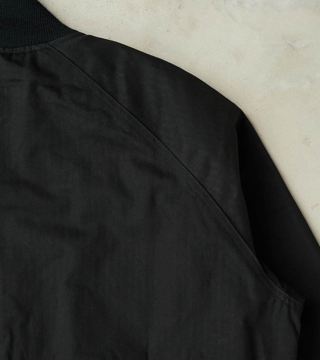 Merz b. x Dehen Pilot Jacket - 12oz H.Stevensons® Dry Waxed Herringbone - Deep Black