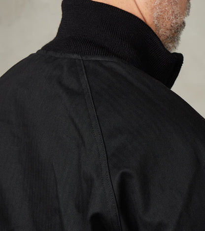 Merz b. x Dehen Pilot Jacket - 12oz H.Stevensons® Dry Waxed Herringbone - Deep Black