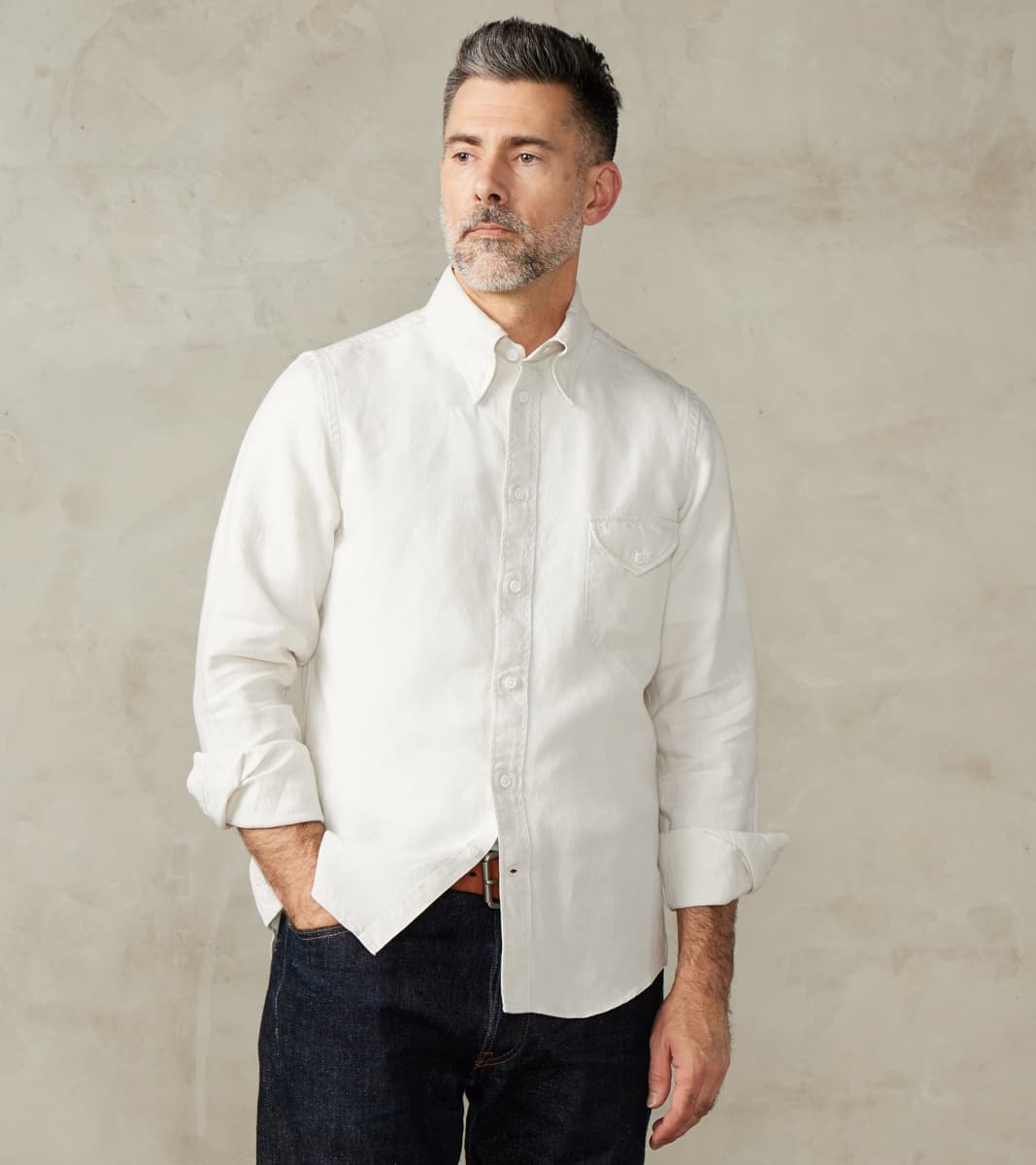 MotivMfg x Division Road American Camp Shirt - Spence Bryson® Bone Irish Linen