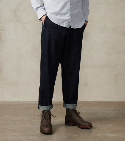 MotivMfg X Division Road French Work Trousers - Indigo Tailors Selvedge Denim