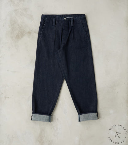 MotivMfg X Division Road French Work Trousers - Indigo Tailors Selvedge Denim