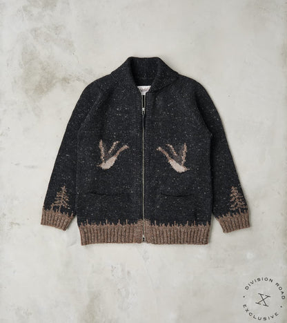Outclass x Division Road Peruvian Wool Knit Goose Zip Cardigan - Charcoal