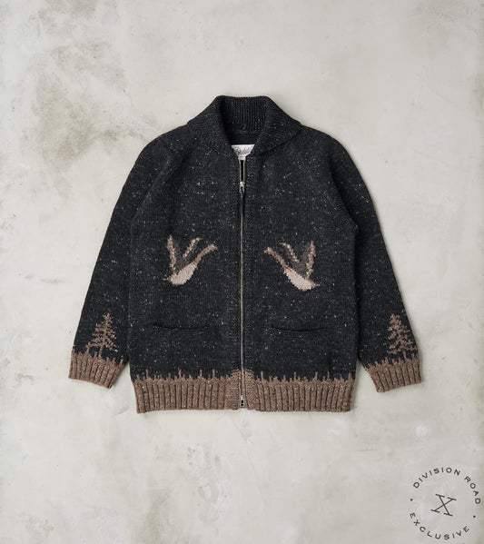 Outclass x Division Road Peruvian Wool Knit Goose Zip Cardigan - Charcoal
