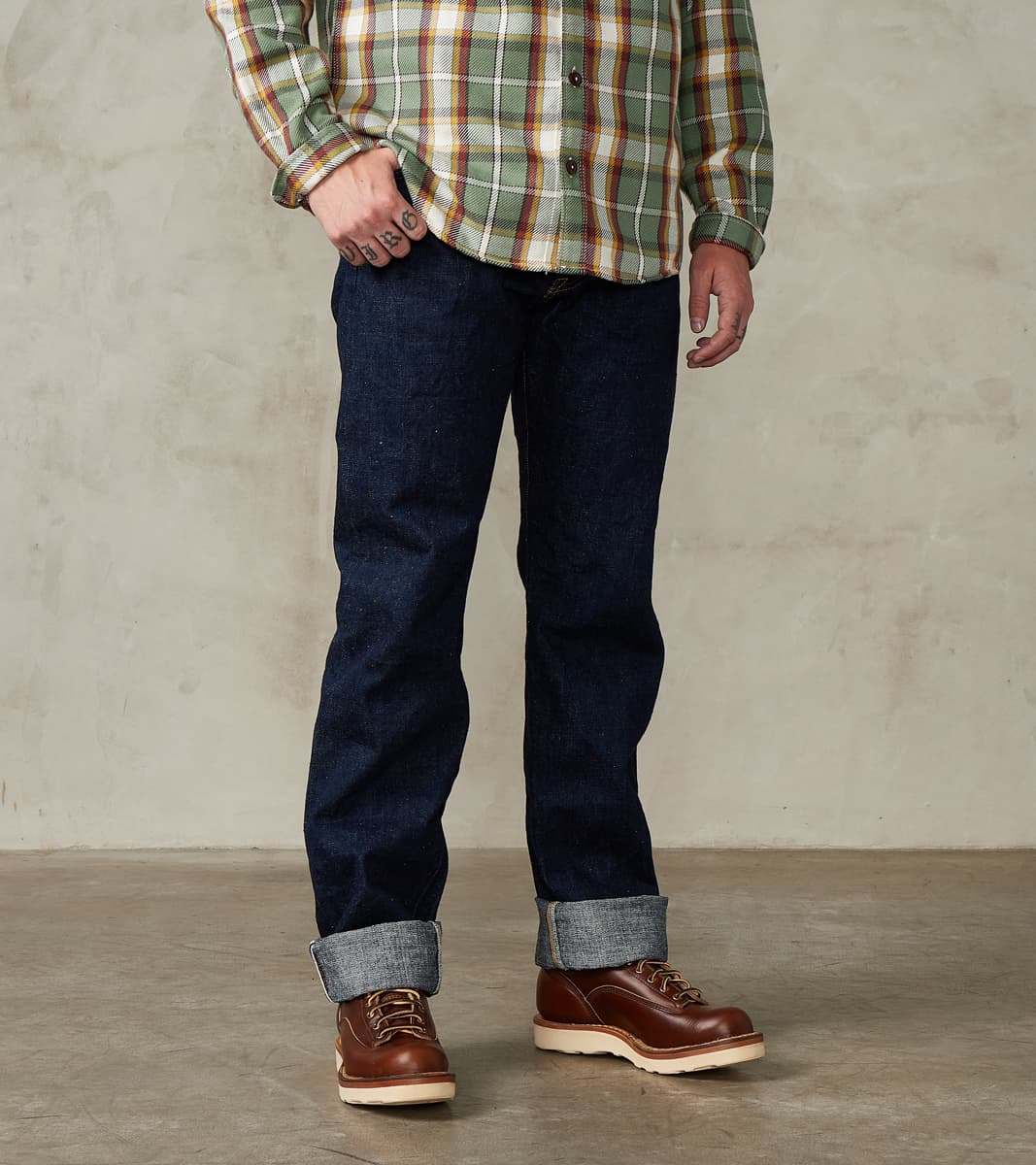 Samurai - S500AX 18oz Ai Plus Benkei Natural Indigo - Regular Straight