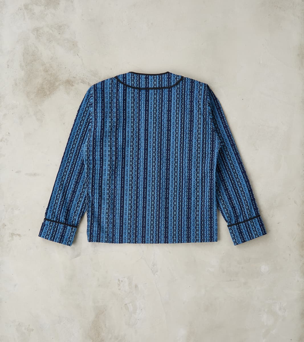 SJCJK25-LNR Indigo Dyed Sashiko Stripe Flannel Baseball Shirt Jacket