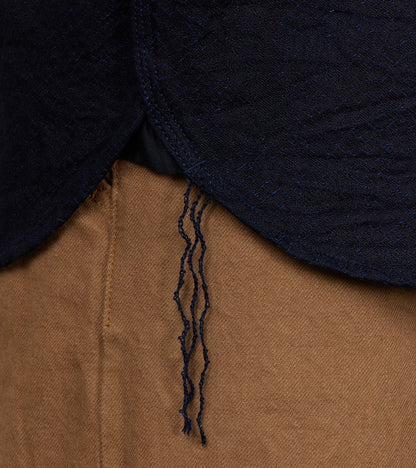 SSS25-01W Indigo Dyed Snake Jacquard Work Shirt